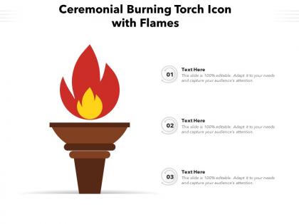 Ceremonial burning torch icon with flames