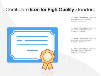 Certificate icon for high quality standard