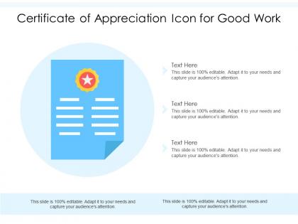 Certificate of appreciation icon for good work