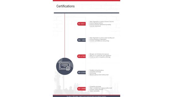 Certifications Engineering Proposal One Pager Sample Example Document