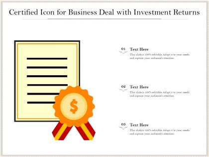 Certified icon for business deal with investment returns