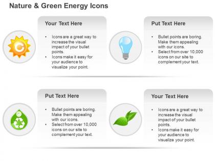 Cf ecology gear bulb globe and green leaf and recycle symbols ppt icons graphics