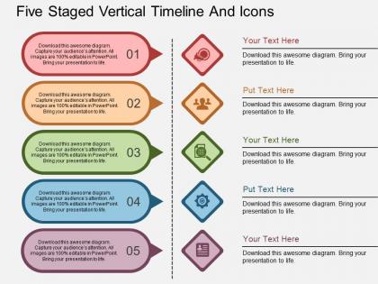 Ch five staged vertical timeline and icons flat powerpoint design