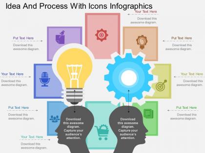 Ch idea and process with icons infographics flat powerpoint design