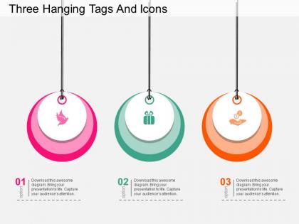 Ch three hanging tags and icons flat powerpoint design