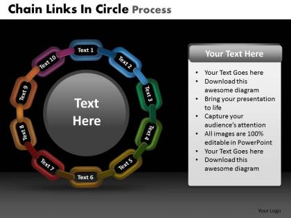 Chain links in circle process powerpoint slides and ppt templates db