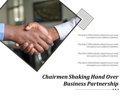 Chairmen shaking hand over business partnership