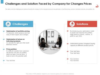 Challenges and solution faced by company for changes prices revenue management tool