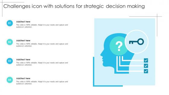 Challenges Icon With Solutions For Strategic Decision Making