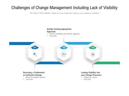 Challenges of change management including lack of visibility