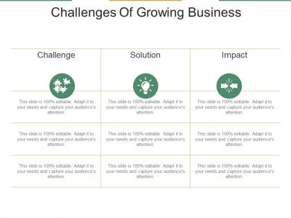 Challenges of growing business ppt summary