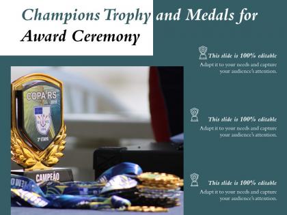 Champions trophy and medals for award ceremony
