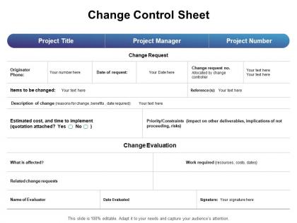 Change control sheet ppt powerpoint presentation structure
