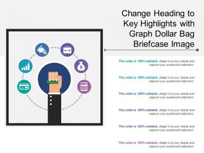 Change heading to key highlights with graph dollar bag briefcase image