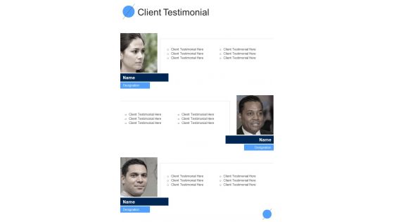 Change Implementation Proposal Client Testimonial One Pager Sample Example Document