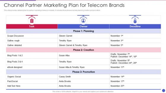 Channel Partner Marketing Plan For Telecom Brands