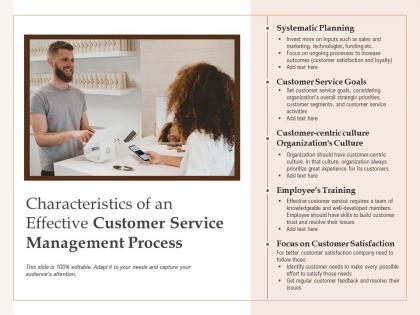 Characteristics of an effective customer service management process