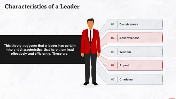 Characteristics Of Leader As Per The Great Man Theory Training Ppt