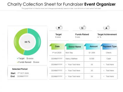 Charity collection sheet for fundraiser event organizer