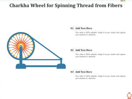Charkha wheel for spinning thread from fibers