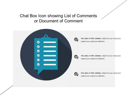 Chat box icon showing list of comments or document of comment