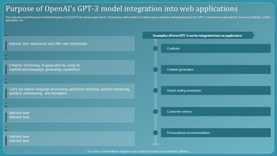 Chatbot Using Gpt 3 Purpose Of Openais Gpt 3 Model Integration Into Web Applications