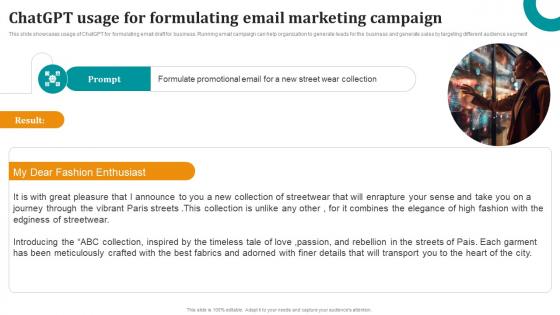 ChatGPT Usage For Formulating Email Marketing OpenAI ChatGPT To Transform Business ChatGPT SS