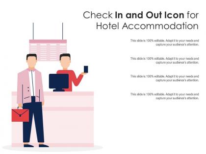 Check in and out icon for hotel accommodation
