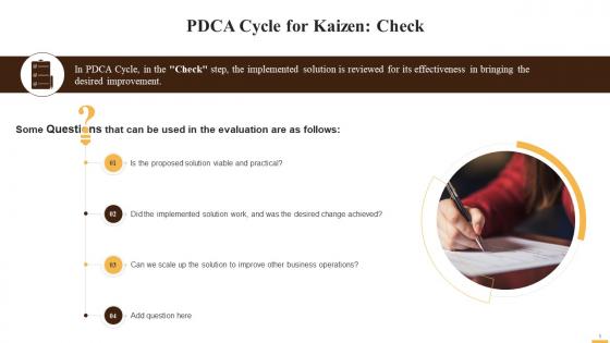 Check Stage In PDCA Cycle For Continuous Improvement Training Ppt
