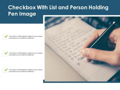 Checkbox with list and person holding pen image