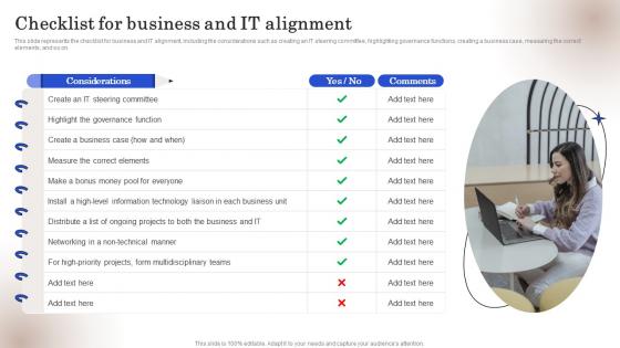 Checklist For Business And IT Alignment Ppt Pictures Backgrounds