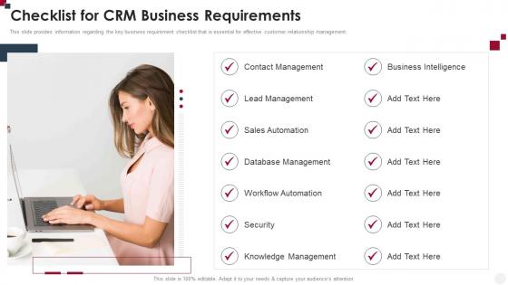 Checklist For CRM Business Requirements How To Improve Customer Service Toolkit