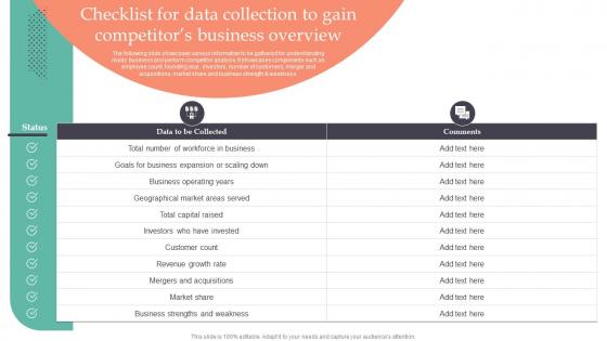 Checklist For Data Collection To Gain Competitors Strategic Guide To Gain MKT SS V