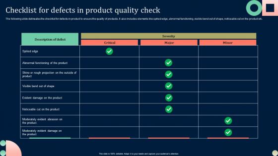 Checklist For Defects In Product Quality Check