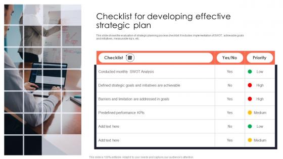 Checklist For Developing Effective Strategic Plan