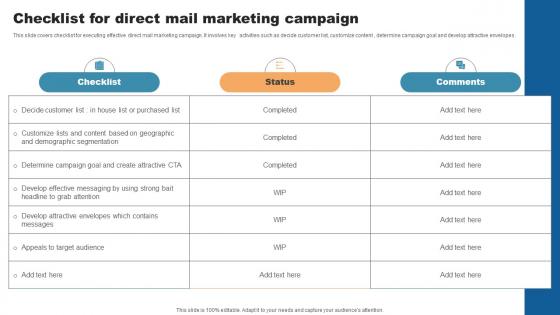 Checklist For Direct Mail Marketing Campaign Direct Mail Marketing To Attract Qualified Leads