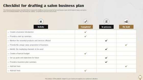 Checklist For Drafting A Salon Business Plan