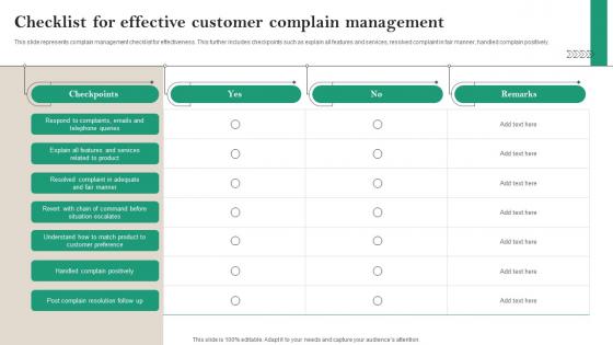 Checklist For Effective Customer Complain Management