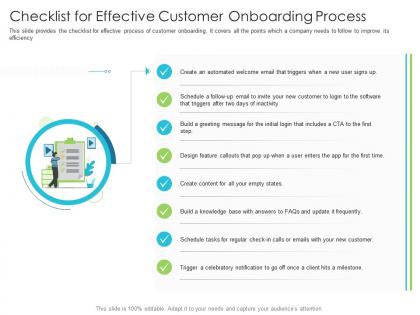 Checklist for effective customer onboarding process techniques reduce customer onboarding time