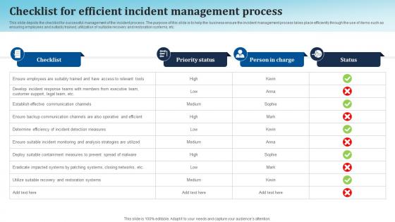 Checklist For Efficient Incident Management Process
