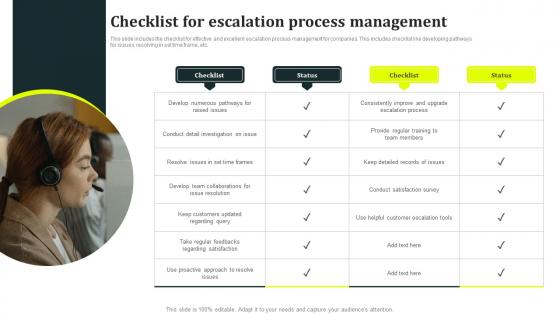 Checklist For Escalation Process Management