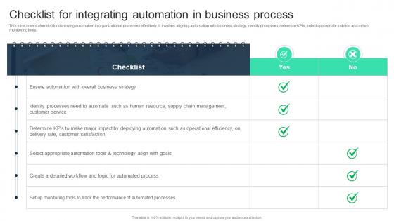 Checklist For Integrating Automation In Business Process Adopting Digital Transformation DT SS