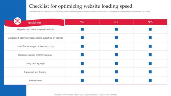 Checklist For Optimizing Website Loading Speed Strategic Guide Of Tourism Marketing MKT SS V