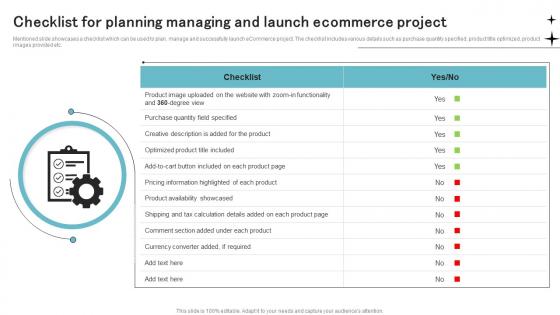 Checklist For Planning Managing And Launch Ecommerce Project