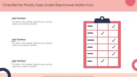 Checklist For Priority Tasks Under Eisenhower Matrix Icon