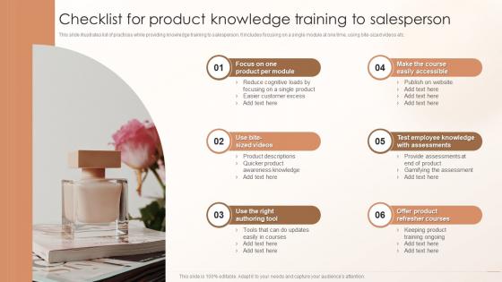 Checklist For Product Knowledge Training To Salesperson