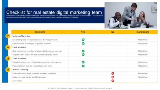 Checklist For Real Estate Digital Marketing Team How To Market Commercial And Residential Property MKT SS V