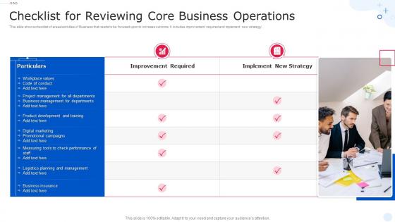 Checklist For Reviewing Core Business Operations