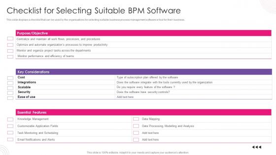 Checklist For Selecting Suitable Bpm Software Using Bpm Tool To Drive Value For Business