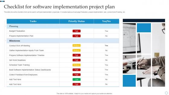 Checklist For Software Implementation Project Plan